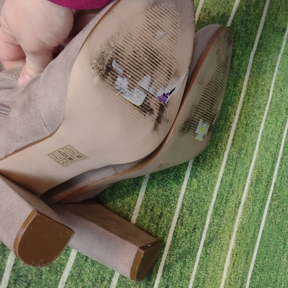 ASOS cream soft velour block heel over the knee boots size 5 - Picture 6 of 9